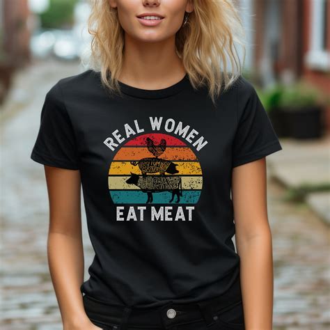 Real Women Eat Meat Shirts For Women Funny Matching Couple Meat Lover