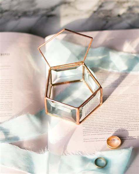 Glass Ring Box Five Faces Wedding Ring Box Geometric Glass Ring Box Engagement Ring Box Etsy
