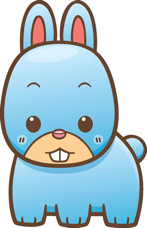 Cute Simple Kawaii Farm Animal Cartoon Icon Blue Bunny
