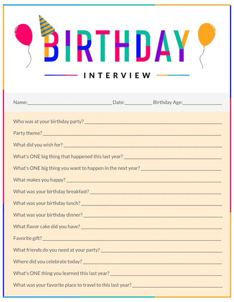 Birthday Interview Questions For Kids Stylish Life For Moms