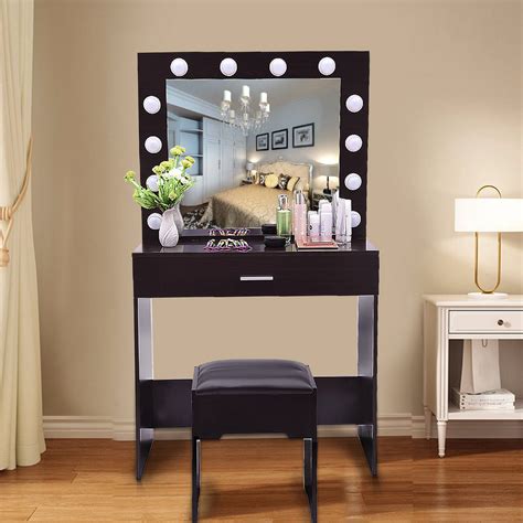 Special makeup vanity table with lighted mirror. 2020 New Vanity Set With Lighted Mirror Cushioned Stool ...