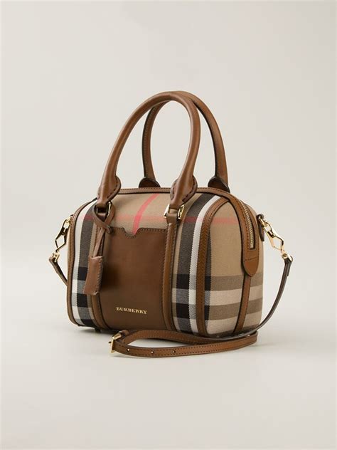 Burberry Sartorial House Check Mini Bowling Bag In Brown Lyst