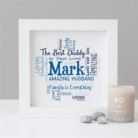Birthday personalised gifts for him. Personalised 40th Birthday Gift For Him By Hope And Love ...
