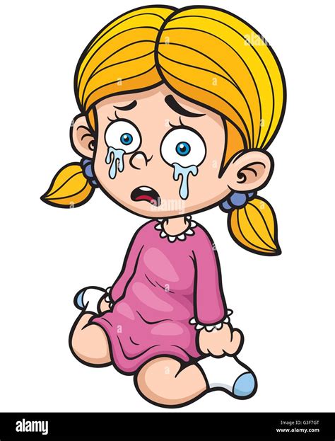 Vector Illustration Of Cartoon Girl Crying Stock Vector Art