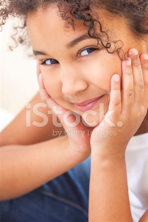 Happy Mixed Race African American Girl Child Stock Photo Royalty Free