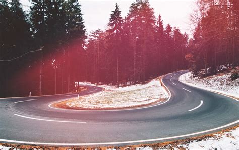Free Images Tree Snow Winter Road Night Morning Curve