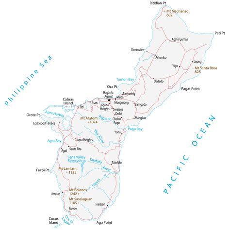 Guam Map Cities And Roads Gis Geography