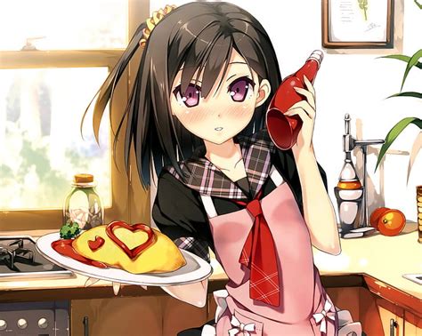 online crop hd wallpaper anime girl kitchen apron wallpaper flare