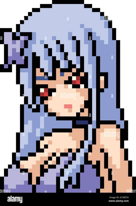 Vector Pixel Art Anime Girl Isolated Cartoon Stock Vector Image Art Alamy