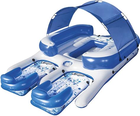Inflatable 8 Person Floating Island With Uv Sun Shade And Connecting