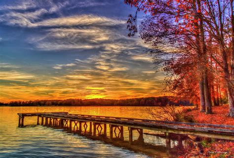 Good Bye Until Tomorrow 3 Fall Leaves Sunset Lake Oconee Georgia