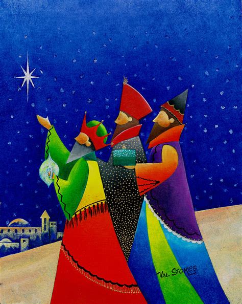 Three Wise Men Painting By Val Stokes