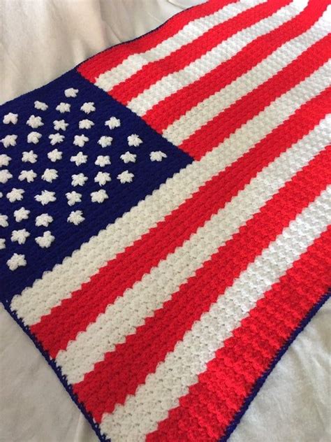 American Flag Crochet Afghan Stars And Stripes Crochet Etsy Striped