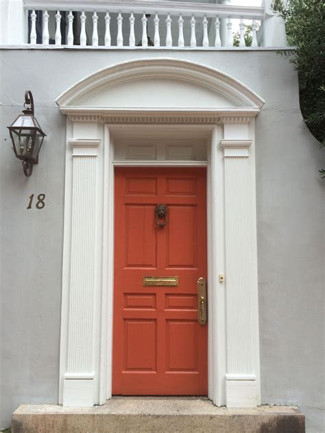 Beautiful Door In Charleston Orange Door Exterior Door Colors