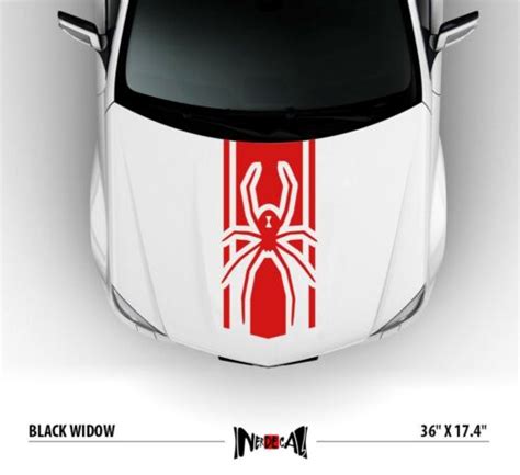 Black Widow Logo Spider Hood Race Stripes Car Vinyl Sticker Decal Ebay