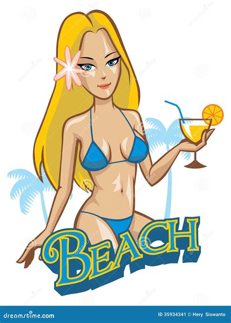 Beach Girl 01 Vector Illustration 32108322