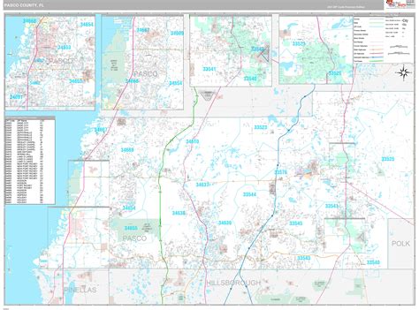 Pasco County Fl Wall Map Premium Style By Marketmaps Mapsales