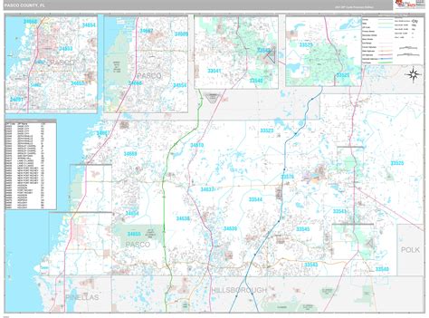 Pasco County Wall Map Premium Style