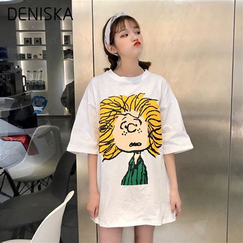 Deniska 2018 Fashion Springandsummer College Wind White Short Sleeve T Shirt Female Loose Printing