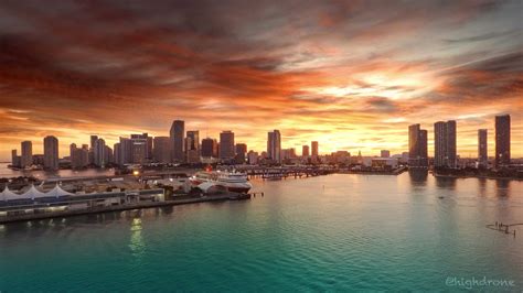 Downtown Miami Sunset W A Drone Ig Highdrone ~ Wqhd