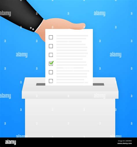 Hand Puts Vote Bulletin Into Vote Box Voting Concept Ballot Box