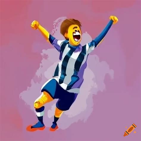 Cartoon Of A Football Goal Celebration On Craiyon