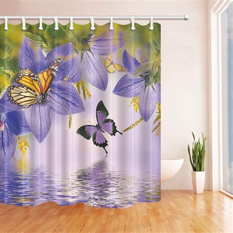 Bpbop Spring Floral Decor Purple Butterfly Flying On Flowers Polyester