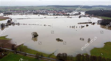 Aerial View Taken Drone Shows Floodwater Editorial Stock Photo Stock