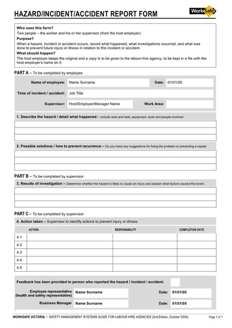 Safety Incident Form Templates