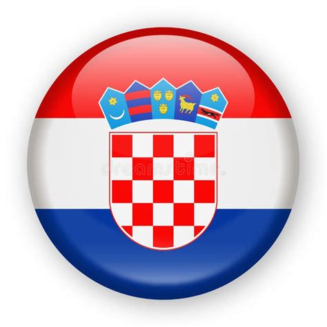 Ícone Redondo Do Vetor Da Bandeira Da Croácia Ilustração Stock