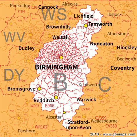 Birmingham Postcode Area District And Sector Maps In Editable Format