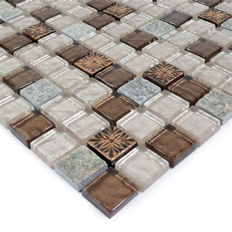 Stone Glass Mosaic Tile Ice Crack Glass With Marble