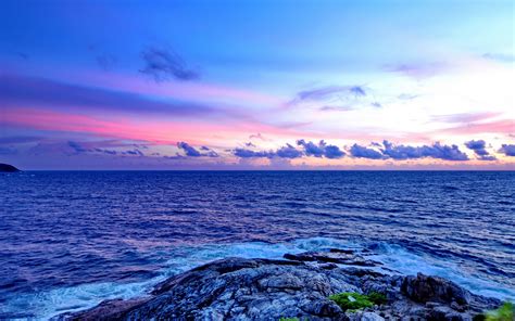 Nature Sea Ocean Color Blue Seascape Waves Sky Clouds Sunrise