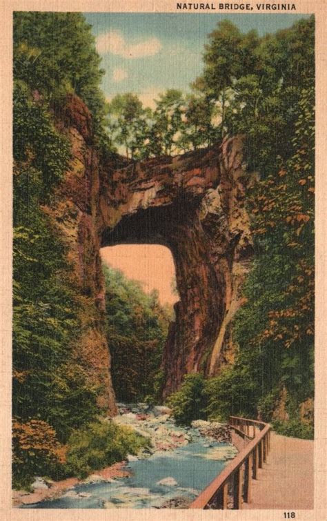 Vintage Postcard 1938 The Natural Bridge Of Virginia In Rockbridge