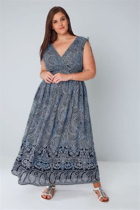 Lace stitching halter cold shoulder dress. Navy & White Paisley Print Sleeveless Maxi Dress, Plus ...