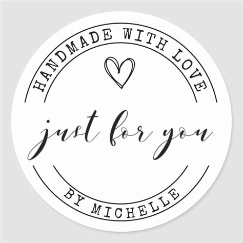 Handmade With Love ⎢ Personalized Sticker Zazzle Handmade Sticker Personalized Stickers