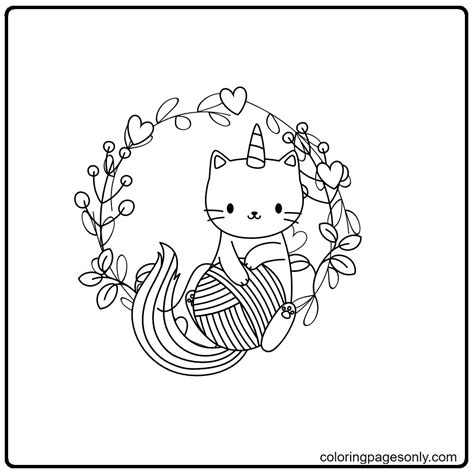 Kawaii Unicorn Cat Coloring Pages