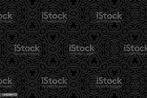 Embossed Black Background Ethnic Cover Design Press Paper Boho Style