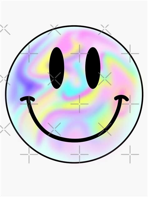 Holographic Smiley Face L Grunge Sticker For Sale By Bossin Redbubble