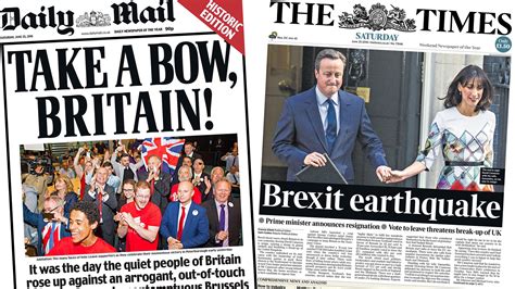Newspaper Headlines New Britain And Brexit Earthquake