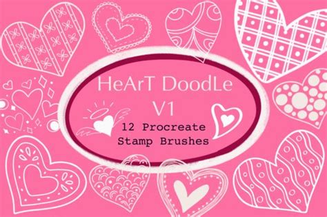 procreate stamp brushes heart doodle v1 graphic by sense library · creative fabrica