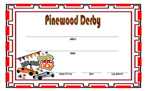 Pinewood Derby Certificates Free Printable
