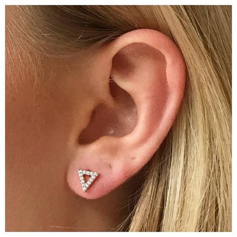 14k Gold Vermeil Diamond Triangle Stud Earrings By Carrie Elizabeth