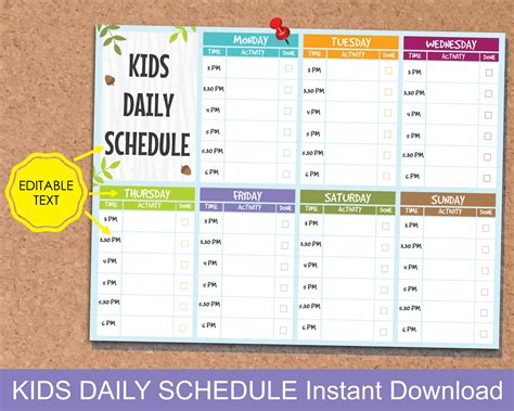 Kids After School Activity Planner Weekly And Hourly Planner For Kids