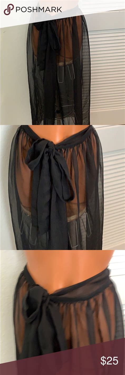 Blk Sheer Bathing Suit Coverup Tie Waisted Skirt Sheer Bathing Suits