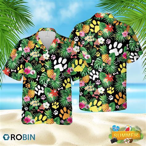 Dog Paws Hawaiian Hawaiian Shirt Summer Beach Shirt Robinplacefabrics