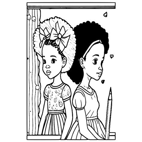 African American Girls Coloring Page · Creative Fabrica