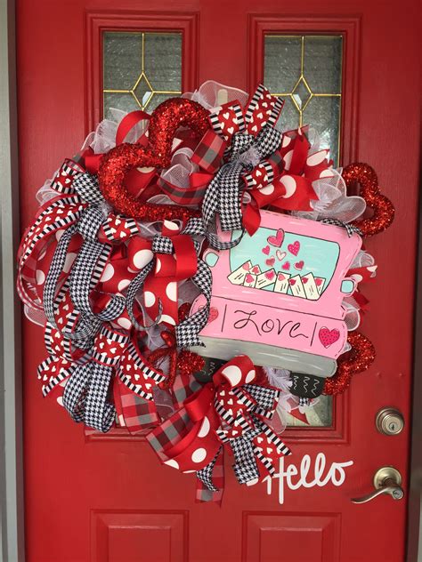 Valentines Pink Truck With Love Letters Jute Mesh Wreath Diy