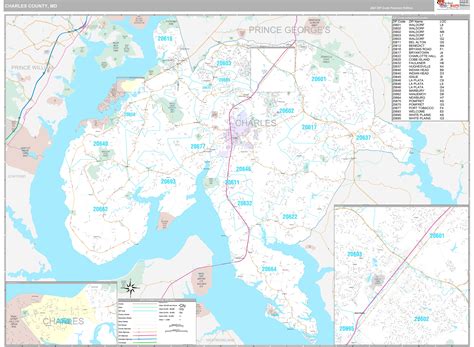 Charles County Md Wall Map Premium Style By Marketmaps