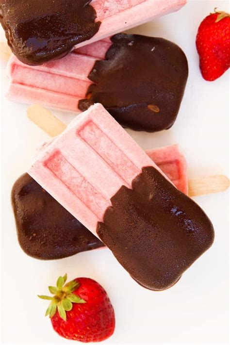 Chocolate Covered Strawberry Popsicles Vegan Vegetarian Gastronomy